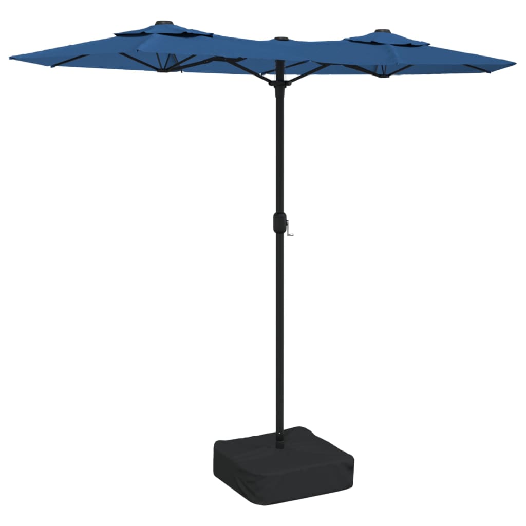 Ombrellone a Doppia Testa con LED Azzurro 316x145 cm - homemem39