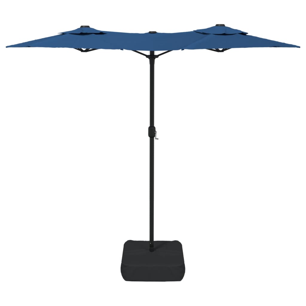 Ombrellone a Doppia Testa con LED Azzurro 316x145 cm - homemem39
