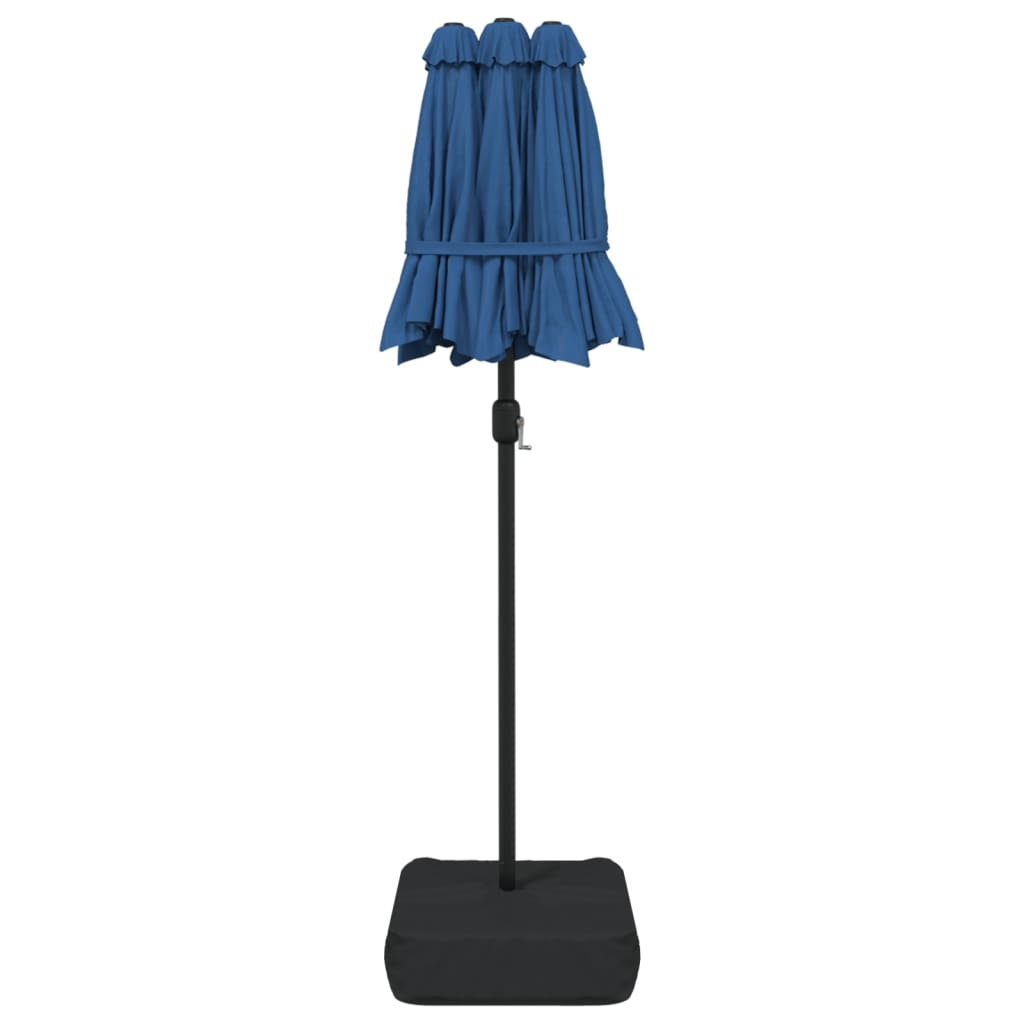 Ombrellone a Doppia Testa con LED Azzurro 316x145 cm - homemem39