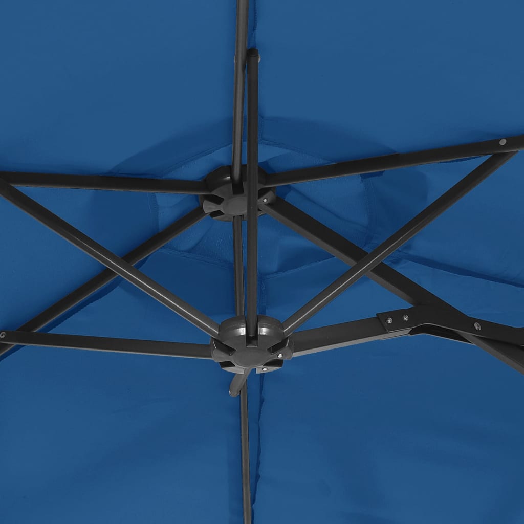 Ombrellone a Doppia Testa con LED Azzurro 316x145 cm - homemem39