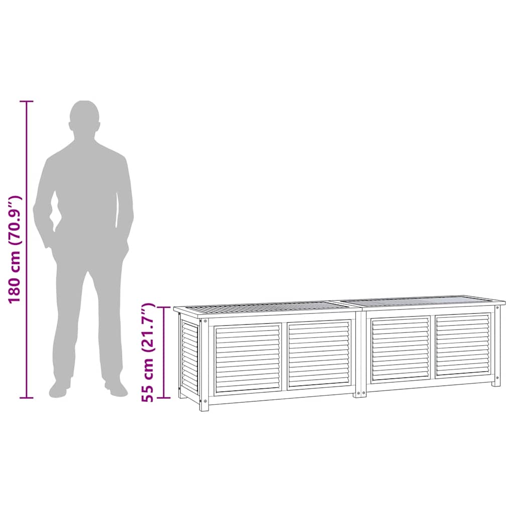 Contenitore Giardino con Borsa 200x50x55 cm Legno Massello Teak