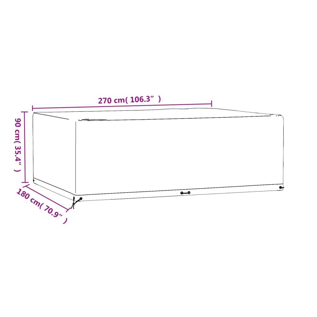 Copertura Mobili Giardino 12 Occhielli 270x180x90 Rettangolare | homemem39