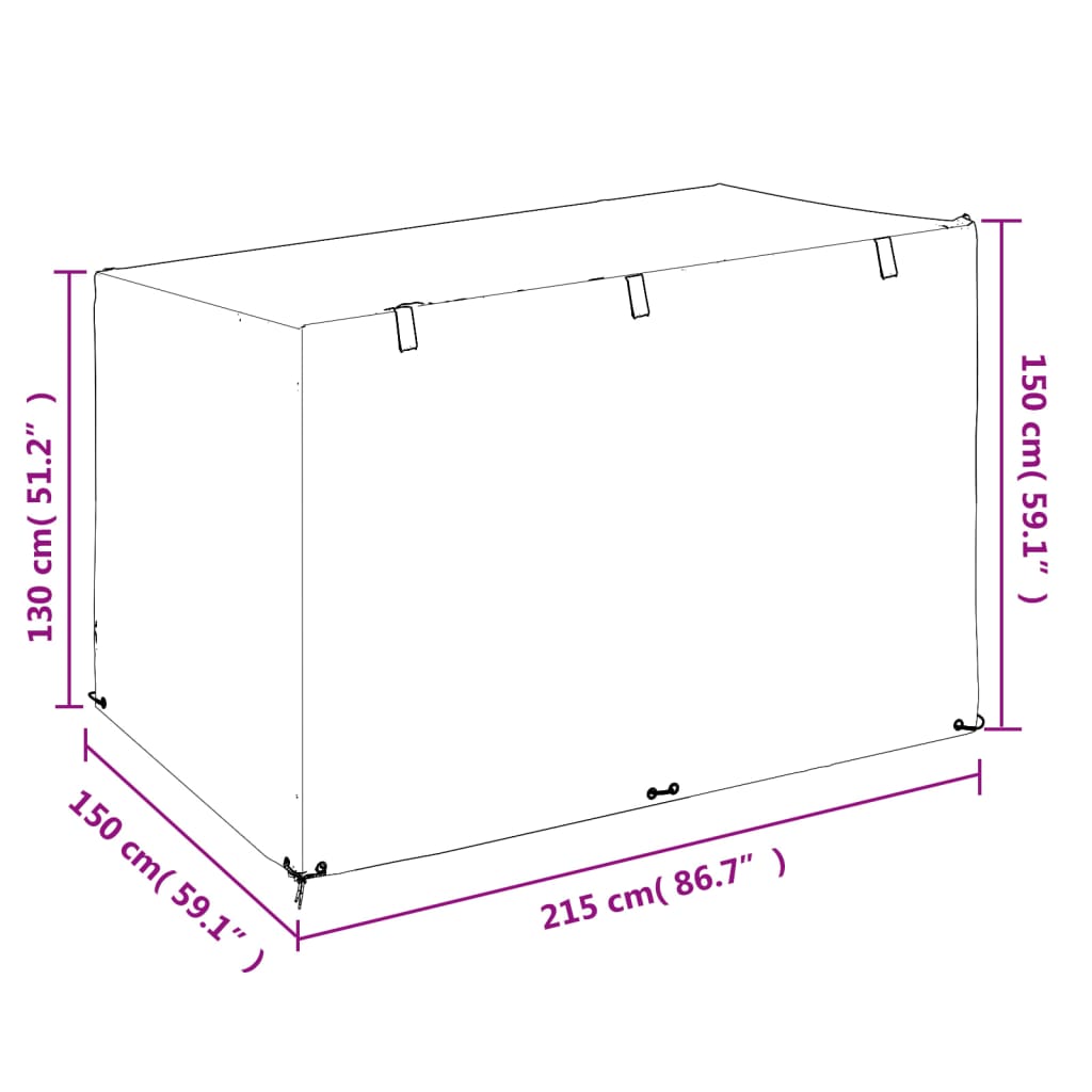 Copri Panca Dondolo 12 Occhielli 215x150x130/150 cm Polietilene | homemem39