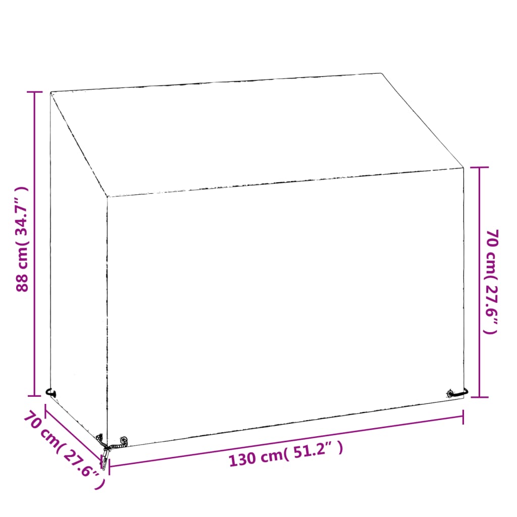 Copri Panca da Giardino 8 Occhielli 130x70x70/88 cm Polietilene | homemem39