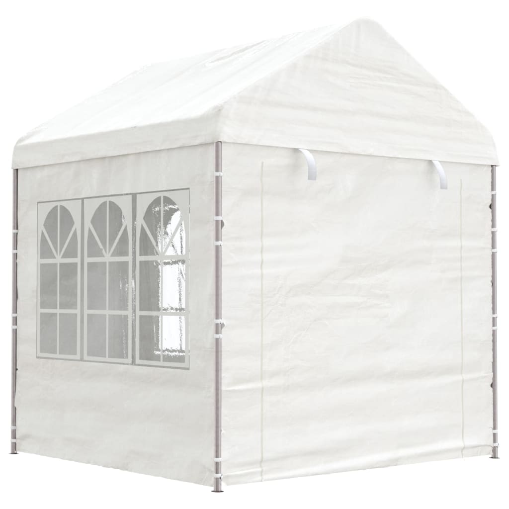 Gazebo con Tetto Bianco 4,46x2,28x2,69 m in Polietilene - homemem39