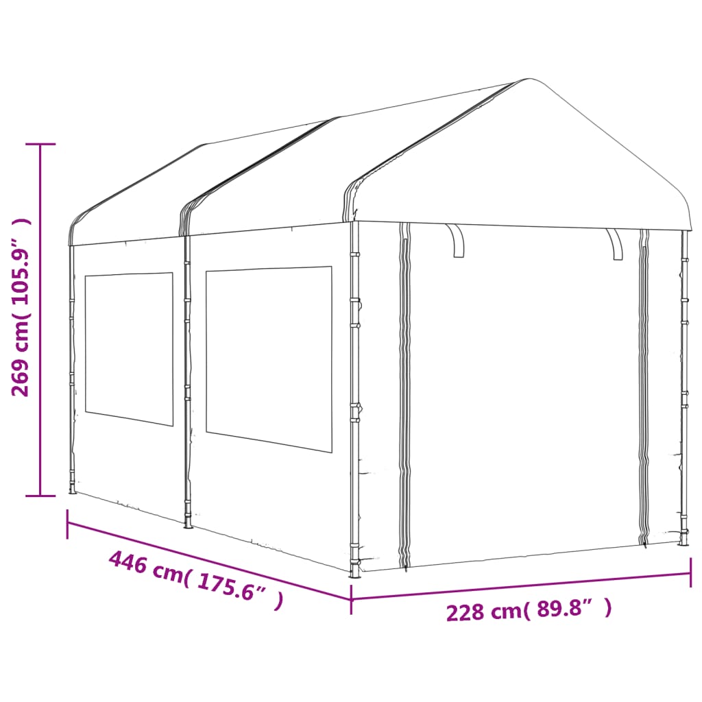 Gazebo con Tetto Bianco 4,46x2,28x2,69 m in Polietilene - homemem39
