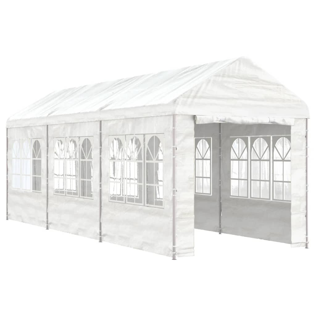 Gazebo con Tetto Bianco 6,69x2,28x2,69 m in Polietilene - homemem39