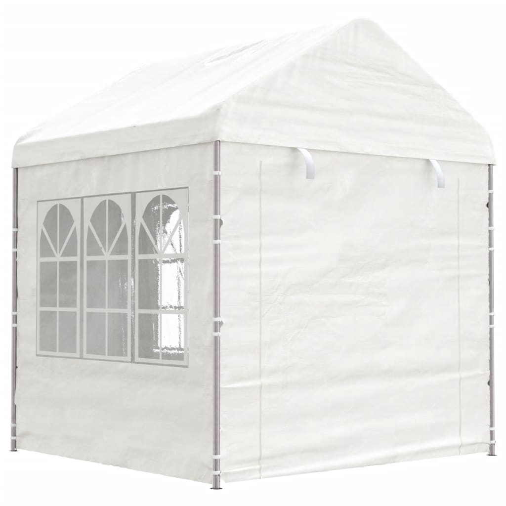 Gazebo con Tetto Bianco 6,69x2,28x2,69 m in Polietilene - homemem39