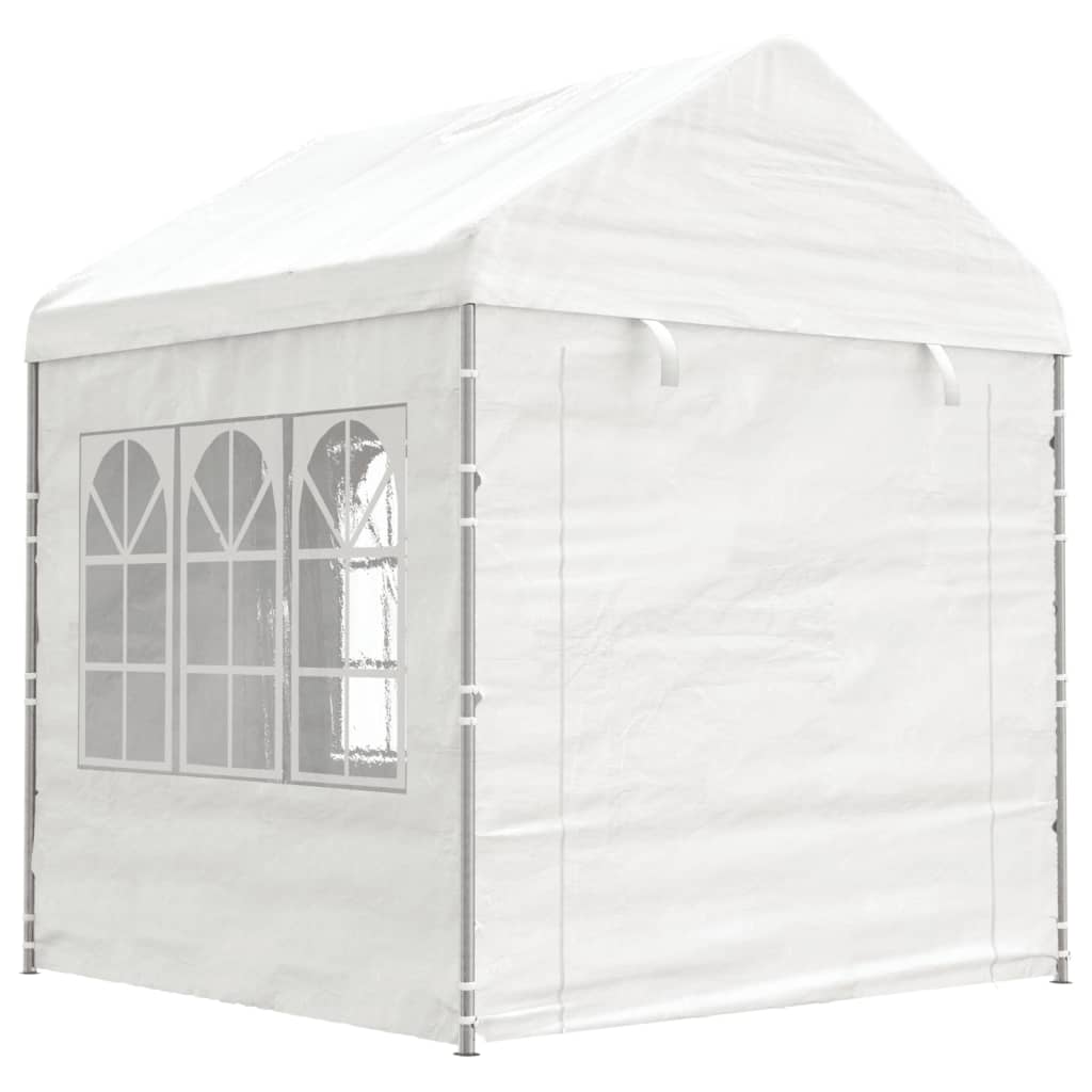 Gazebo con Tetto Bianco 17,84x2,28x2,69 m in Polietilene - homemem39