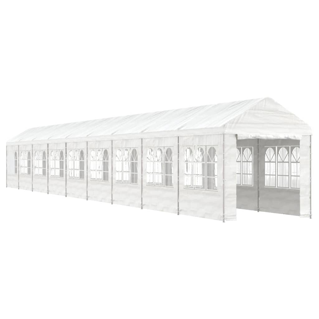 Gazebo con Tetto Bianco 20,07x2,28x2,69 m in Polietilene - homemem39