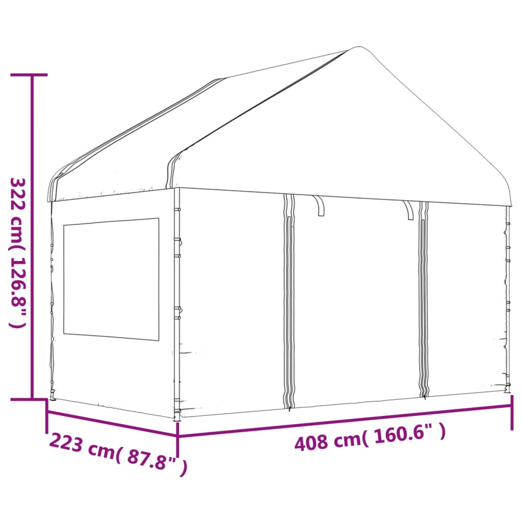 Gazebo con Tetto Bianco 6,69x4,08x3,22 m in Polietilene | homemem39