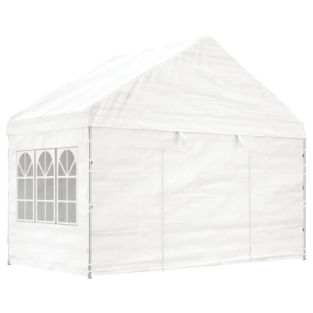 Gazebo con Tetto Bianco 8,92x4,08x3,22 m in Polietilene - homemem39