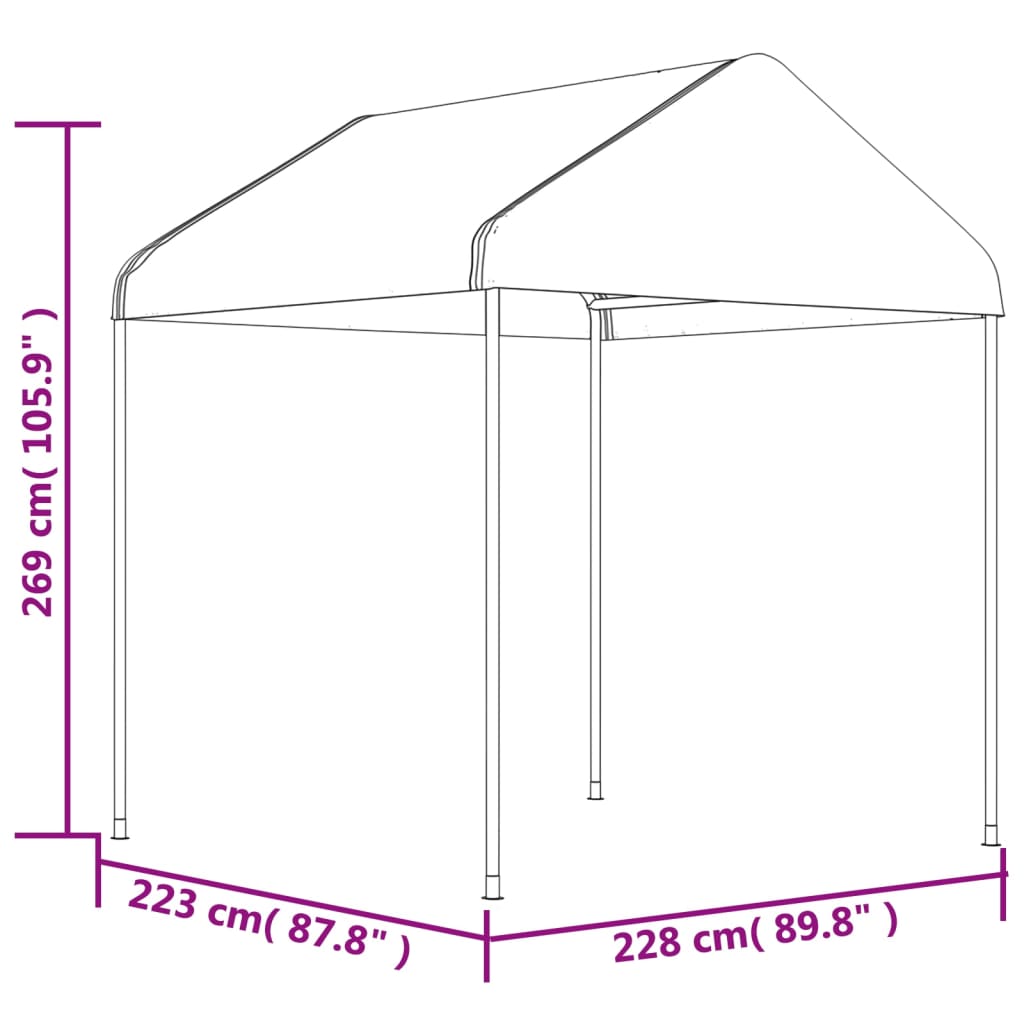 Gazebo con Tetto Bianco 15,61x2,28x2,69 m in Polietilene | homemem39