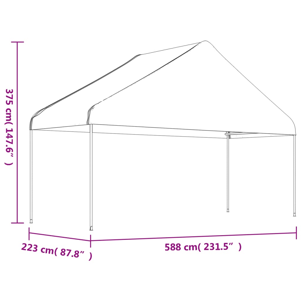 Gazebo con Tetto Bianco 20,07x5,88x3,75 m in Polietilene | homemem39
