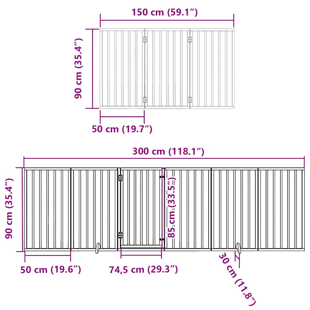 Cancello Cani Porta Pieghevole Marrone 9 Pannelli 450cm Pioppo | homemem39