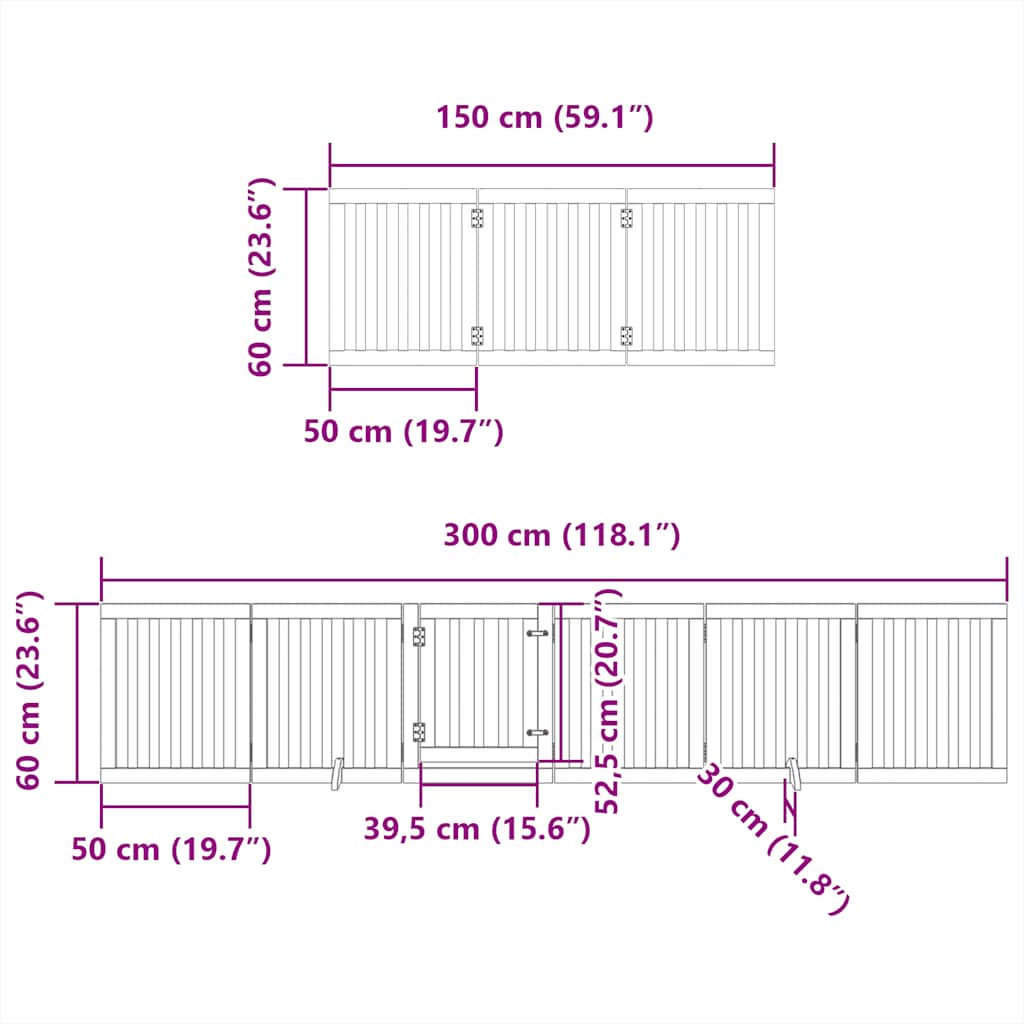 Cancello Cani Porta Pieghevole Bianco 12 Pannelli 600 cm Pioppo | homemem39
