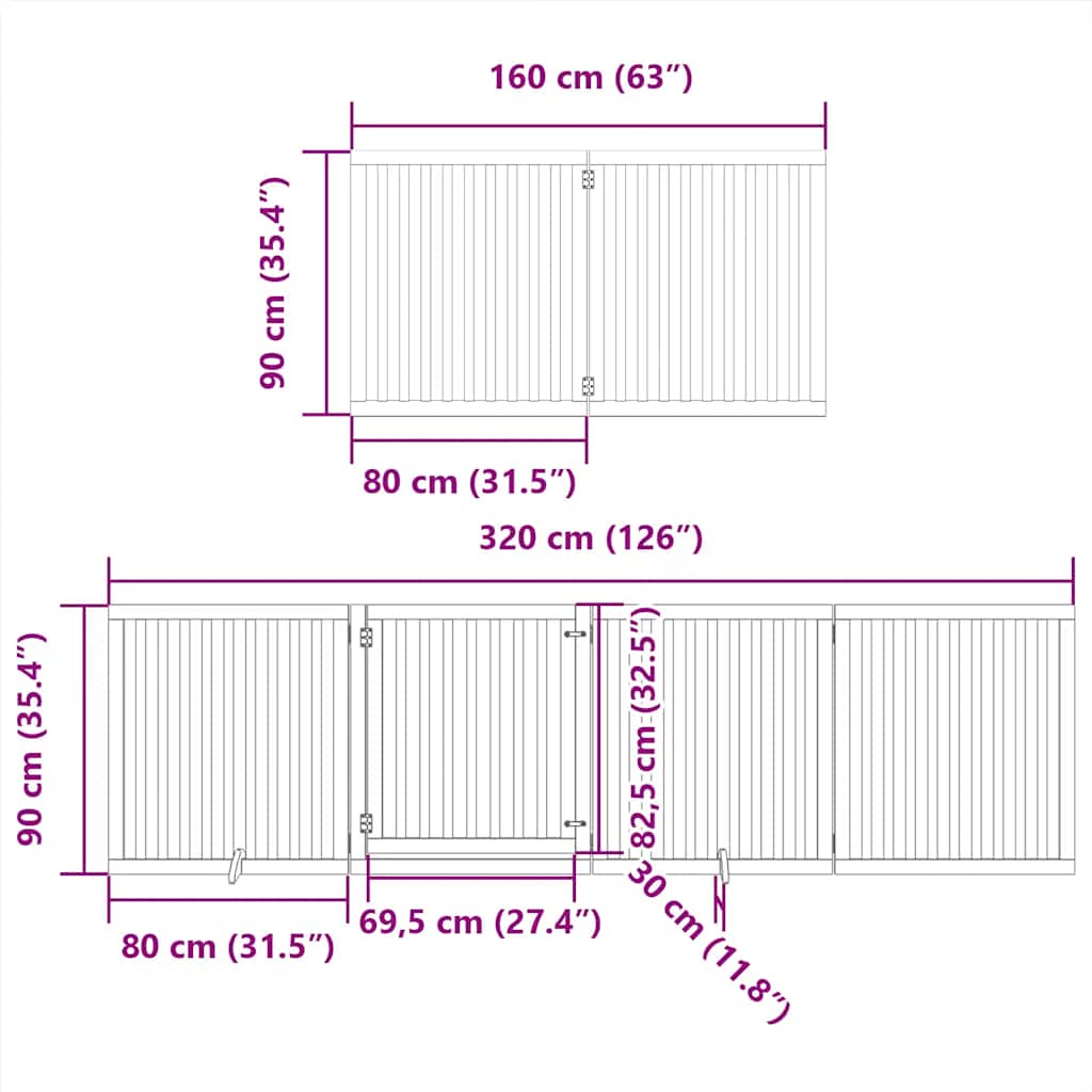 Cancello Cani Porta Pieghevole Bianco 10 Pannelli 800 cm Pioppo | homemem39