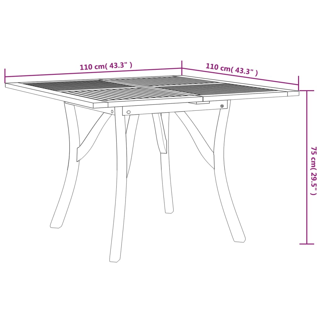 Tavolo da Giardino 110x110x75 cm Legno Massello di Acacia | homemem39