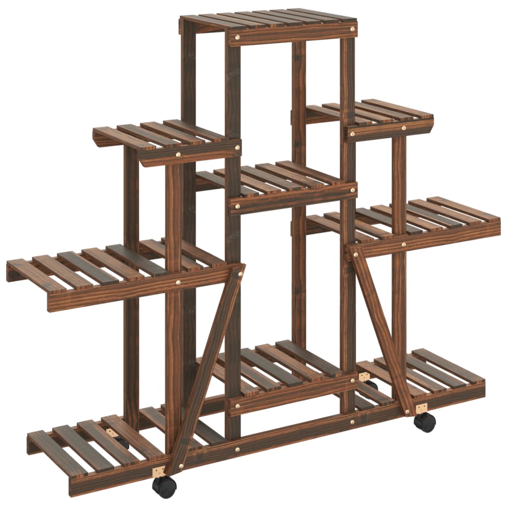Portafiori con Ruote 110x25x101 cm in Legno Massello di Abete - homemem39