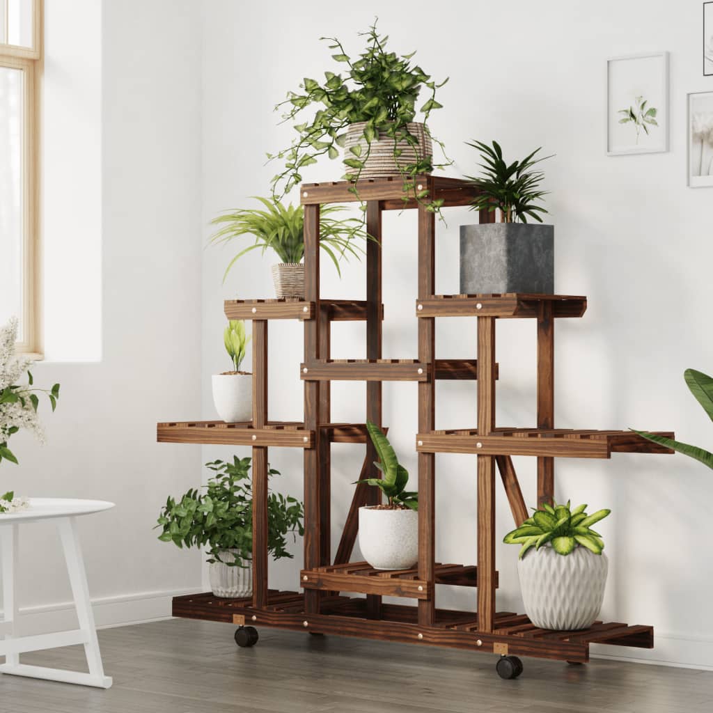 Portafiori con Ruote 110x25x101 cm in Legno Massello di Abete - homemem39