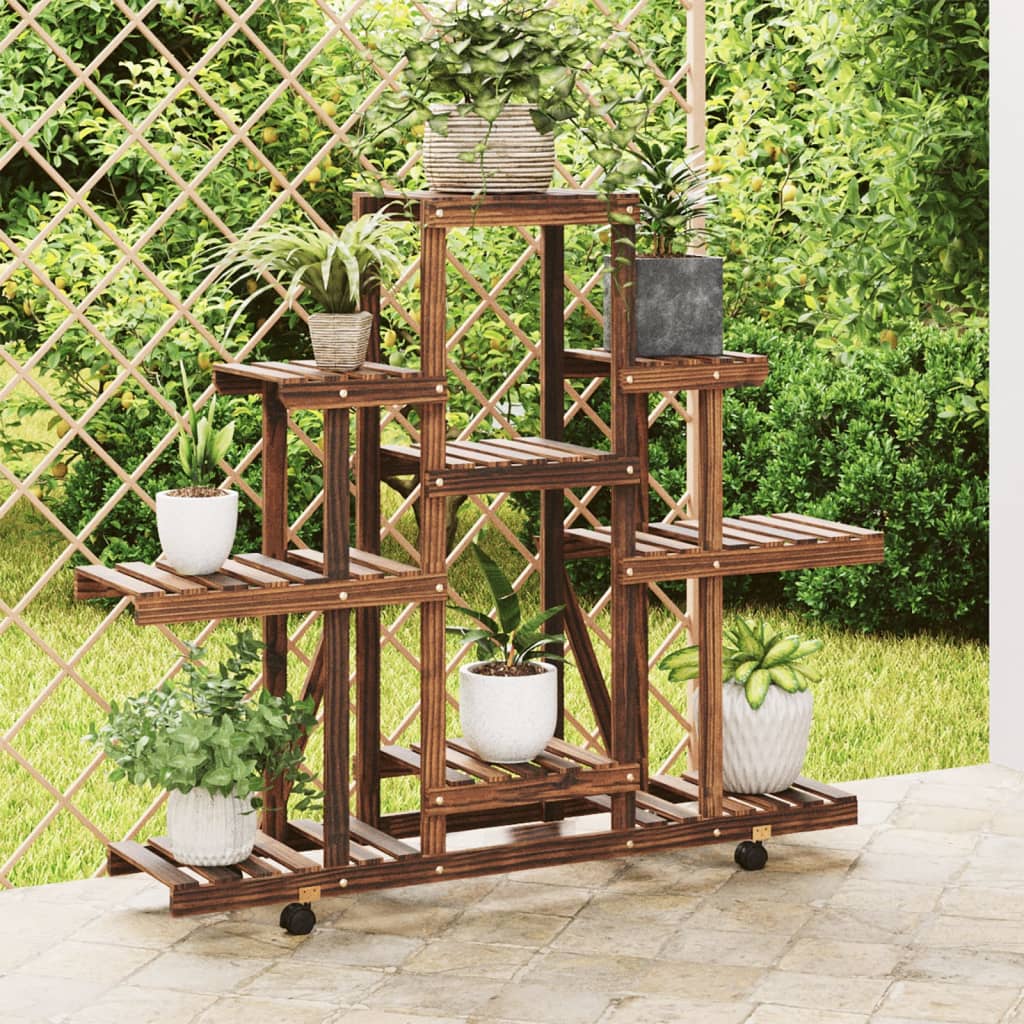 Portafiori con Ruote 110x25x101 cm in Legno Massello di Abete - homemem39