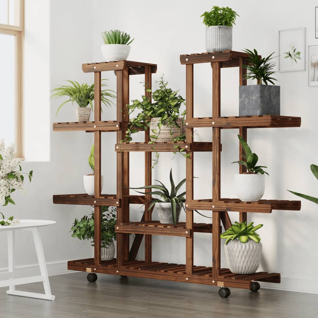 Portafiori con Ruote 110x25x115 cm in Legno Massello di Abete - homemem39