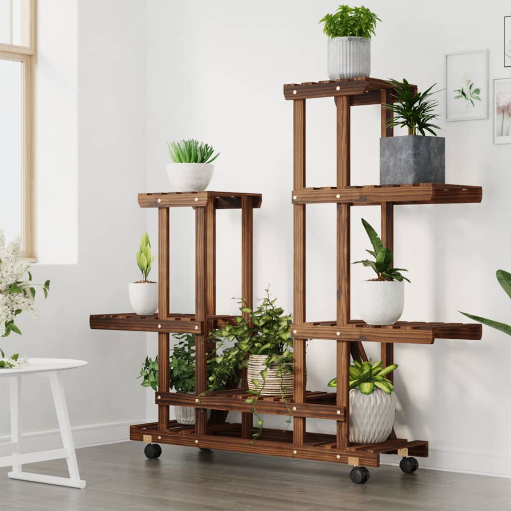 Portafiori con Ruote 95x25x101 cm in Legno Massello di Abete - homemem39