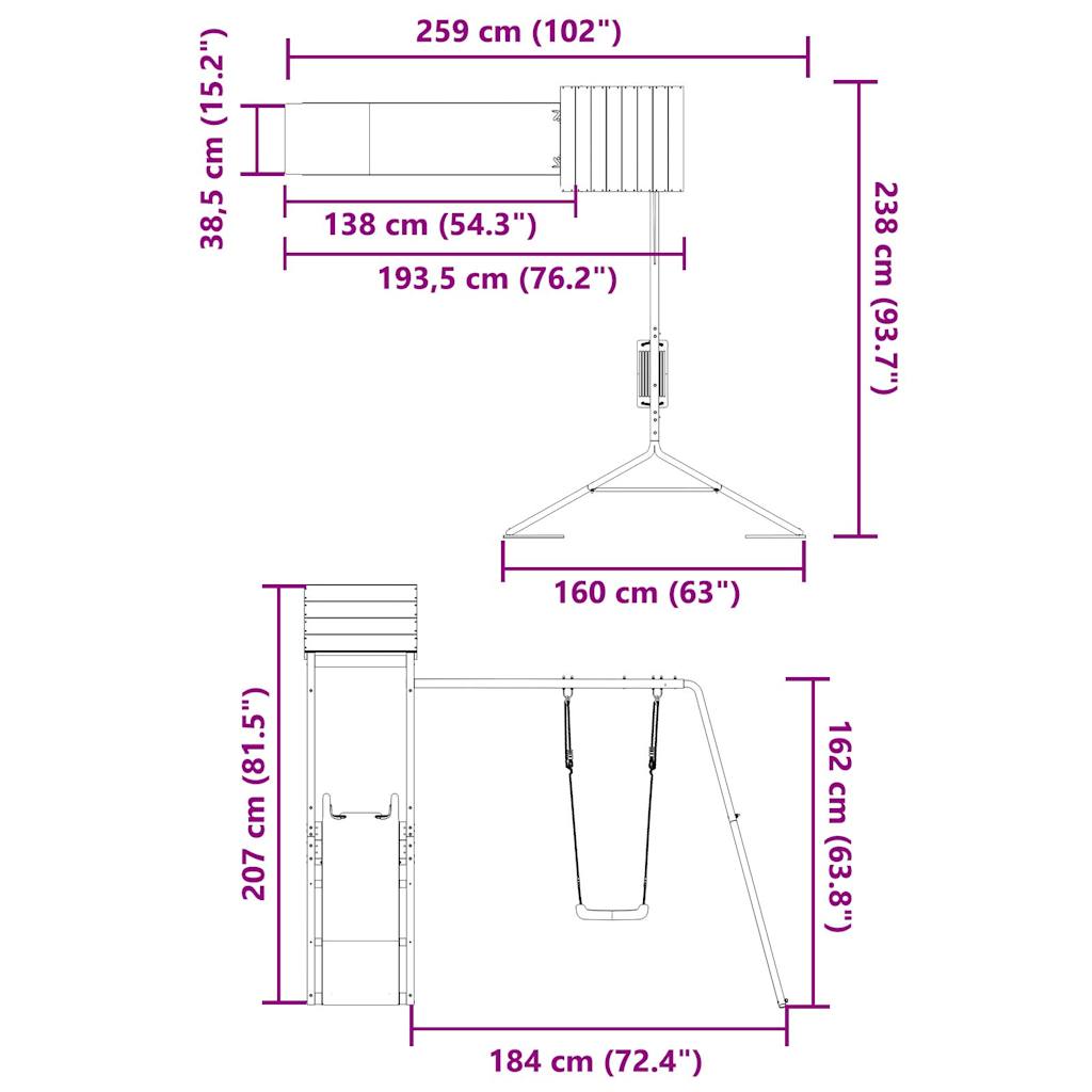 Set da Gioco da Esterno in Legno di Pino Impregnato - homemem39