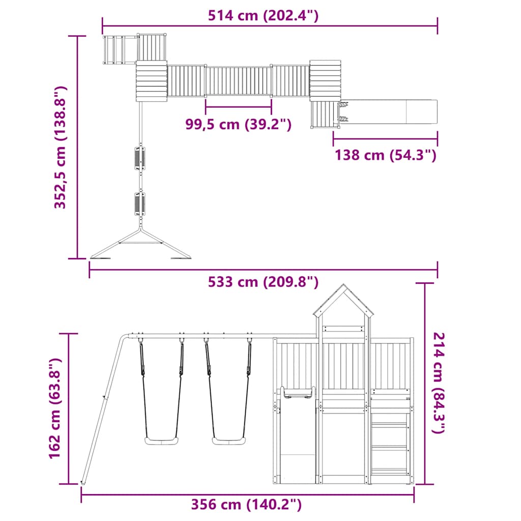 Set da Gioco da Esterno in Legno di Pino Impregnato | homemem39