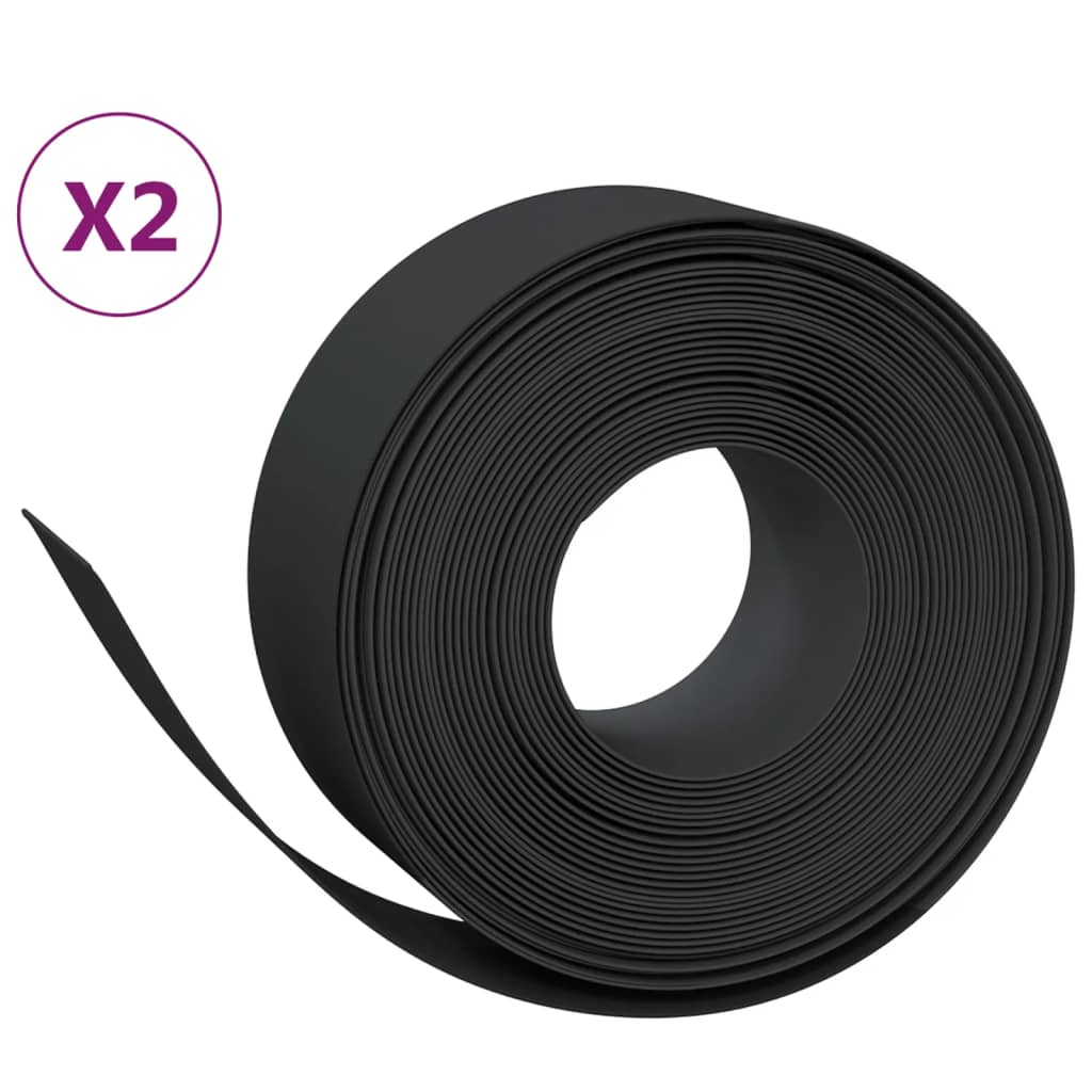 Bordature da Giardino 2 pz Nere 10 m 20 cm in Polietilene - homemem39