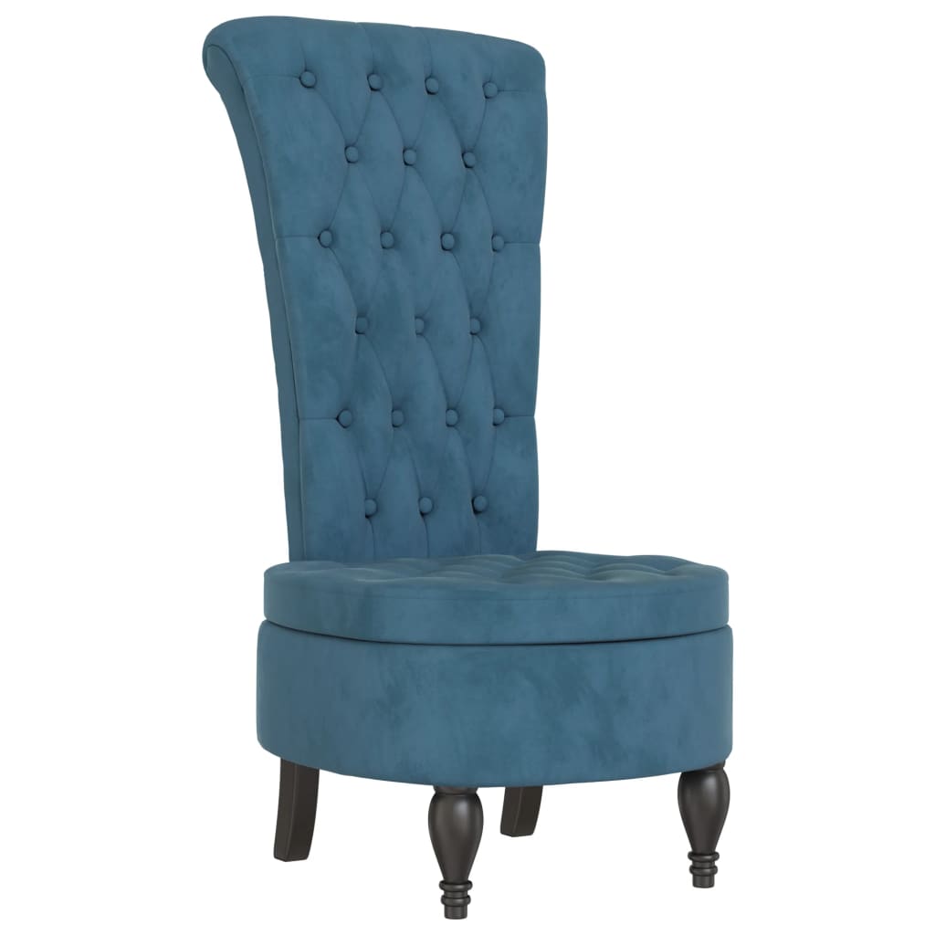Sedia con Schienale Alto Design con Bottoni in Velluto Blu - homemem39