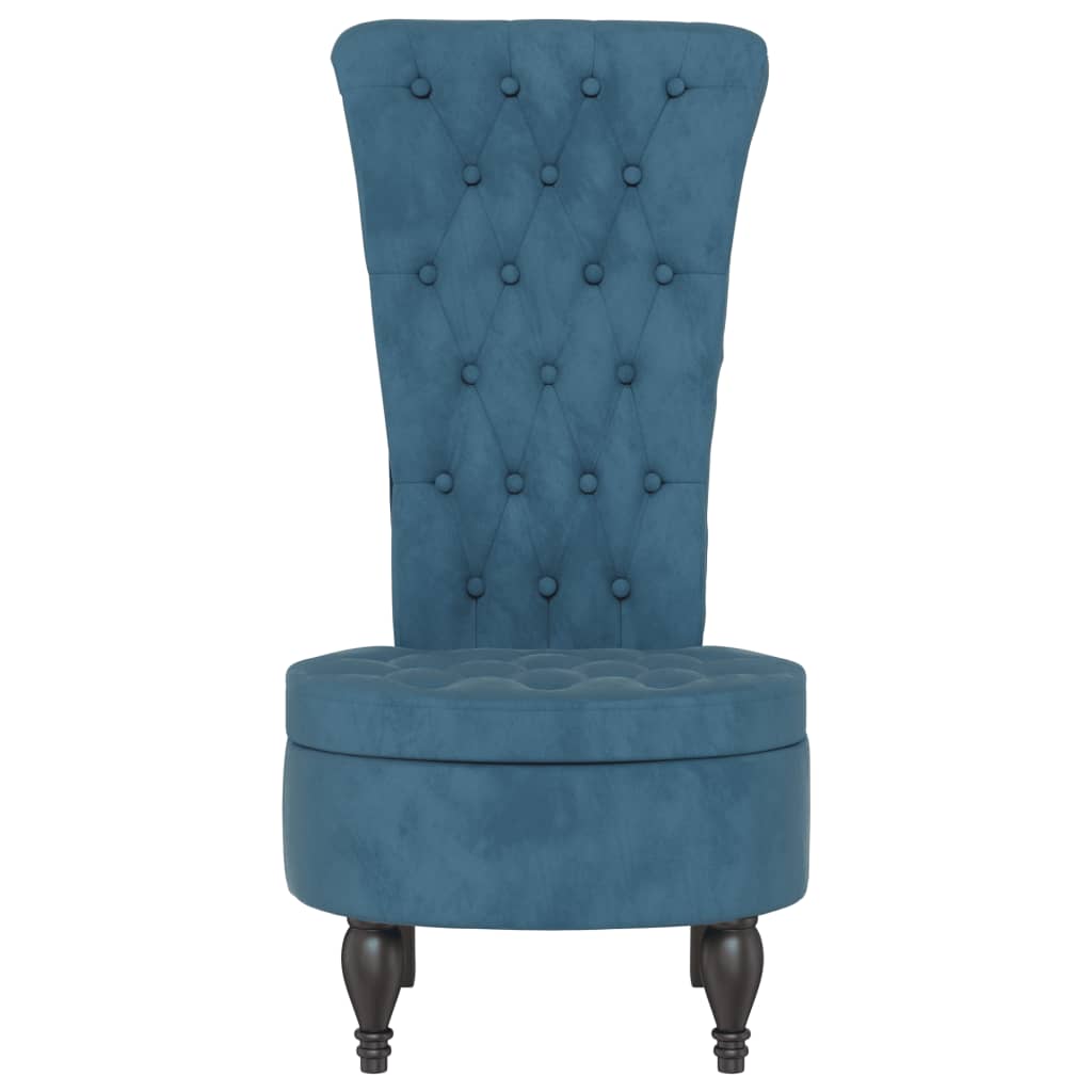 Sedia con Schienale Alto Design con Bottoni in Velluto Blu - homemem39