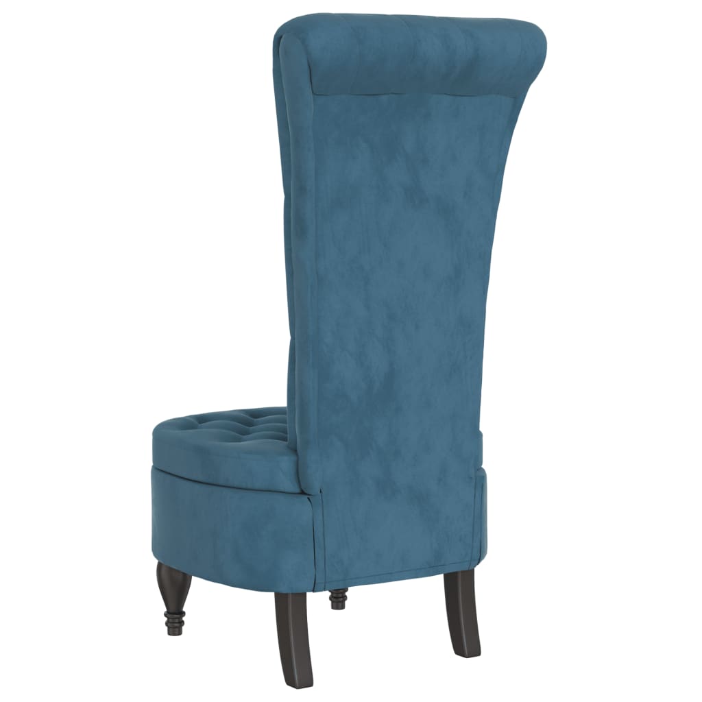Sedia con Schienale Alto Design con Bottoni in Velluto Blu - homemem39