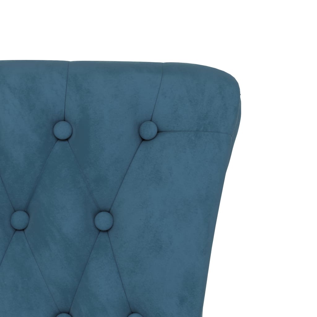 Sedia con Schienale Alto Design con Bottoni in Velluto Blu - homemem39