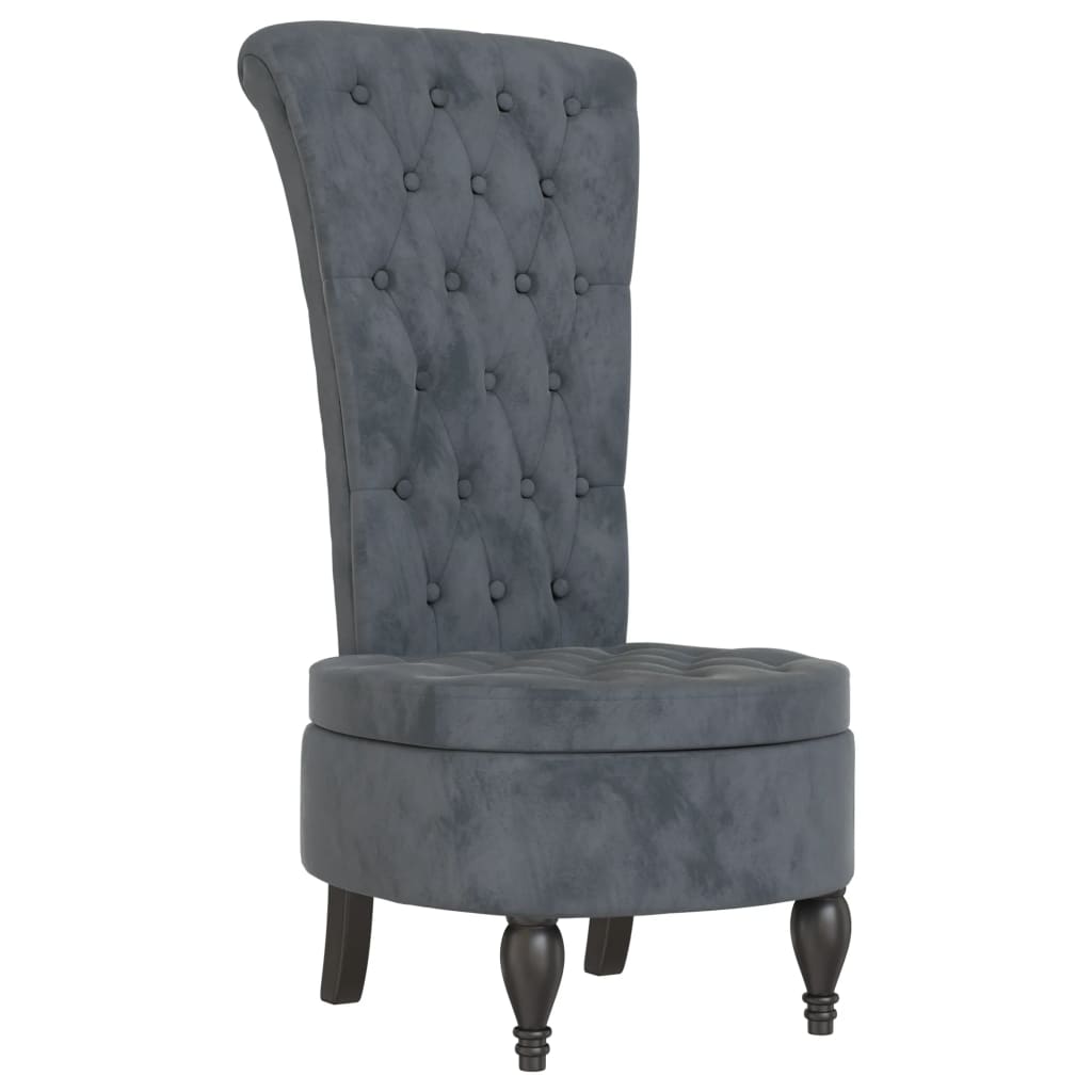 Sedia Schienale Alto Design con Bottoni in Velluto Grigio Scuro - homemem39