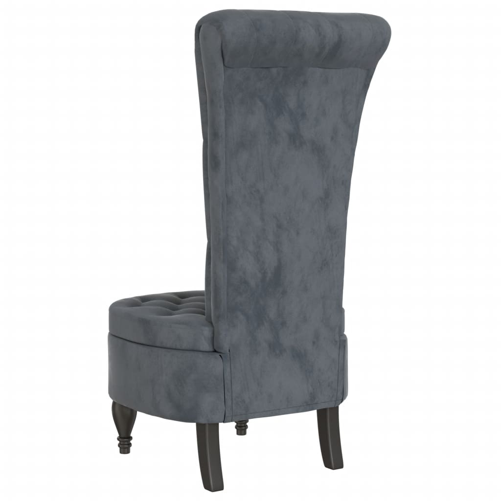 Sedia Schienale Alto Design con Bottoni in Velluto Grigio Scuro - homemem39