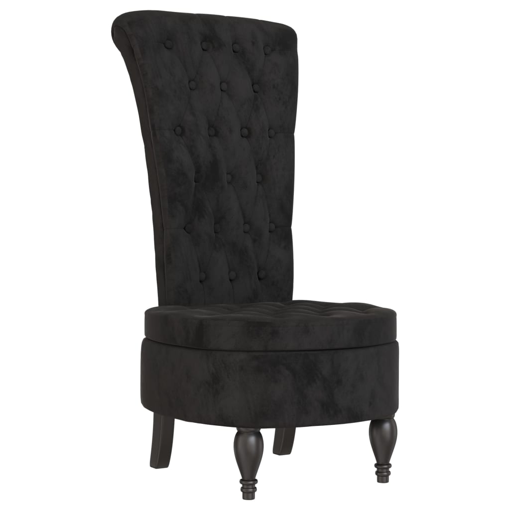 Sedia con Schienale Alto Design con Bottoni in Velluto Nero - homemem39