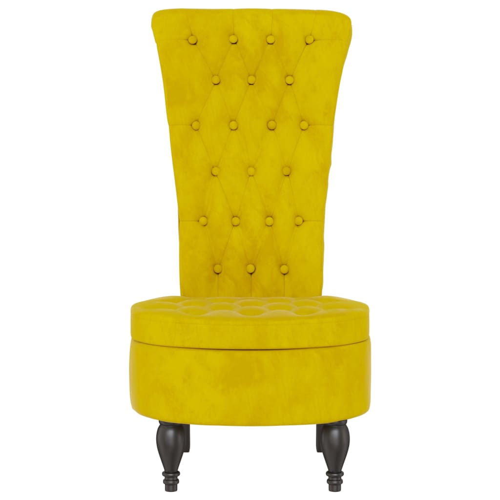 Sedia con Schienale Alto Design con Bottoni in Velluto Giallo - homemem39