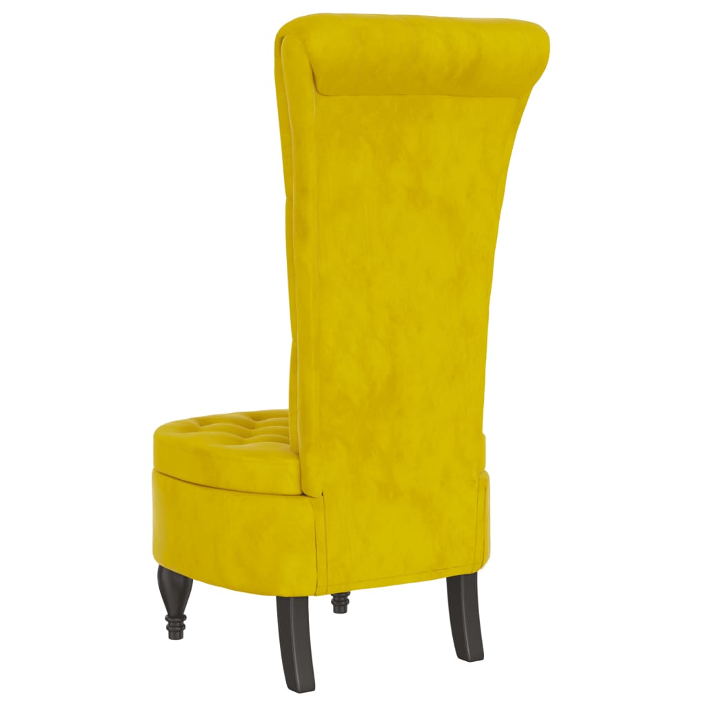 Sedia con Schienale Alto Design con Bottoni in Velluto Giallo - homemem39