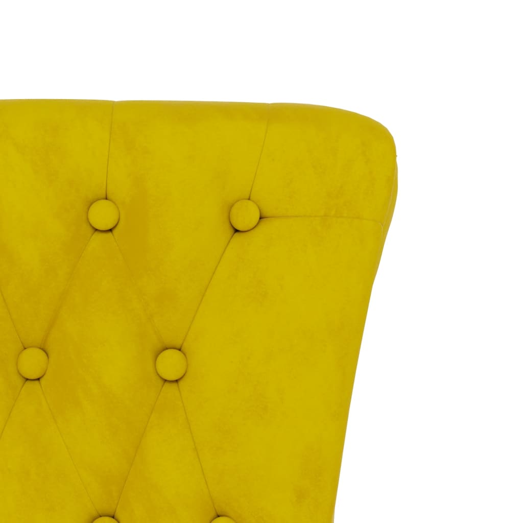 Sedia con Schienale Alto Design con Bottoni in Velluto Giallo - homemem39