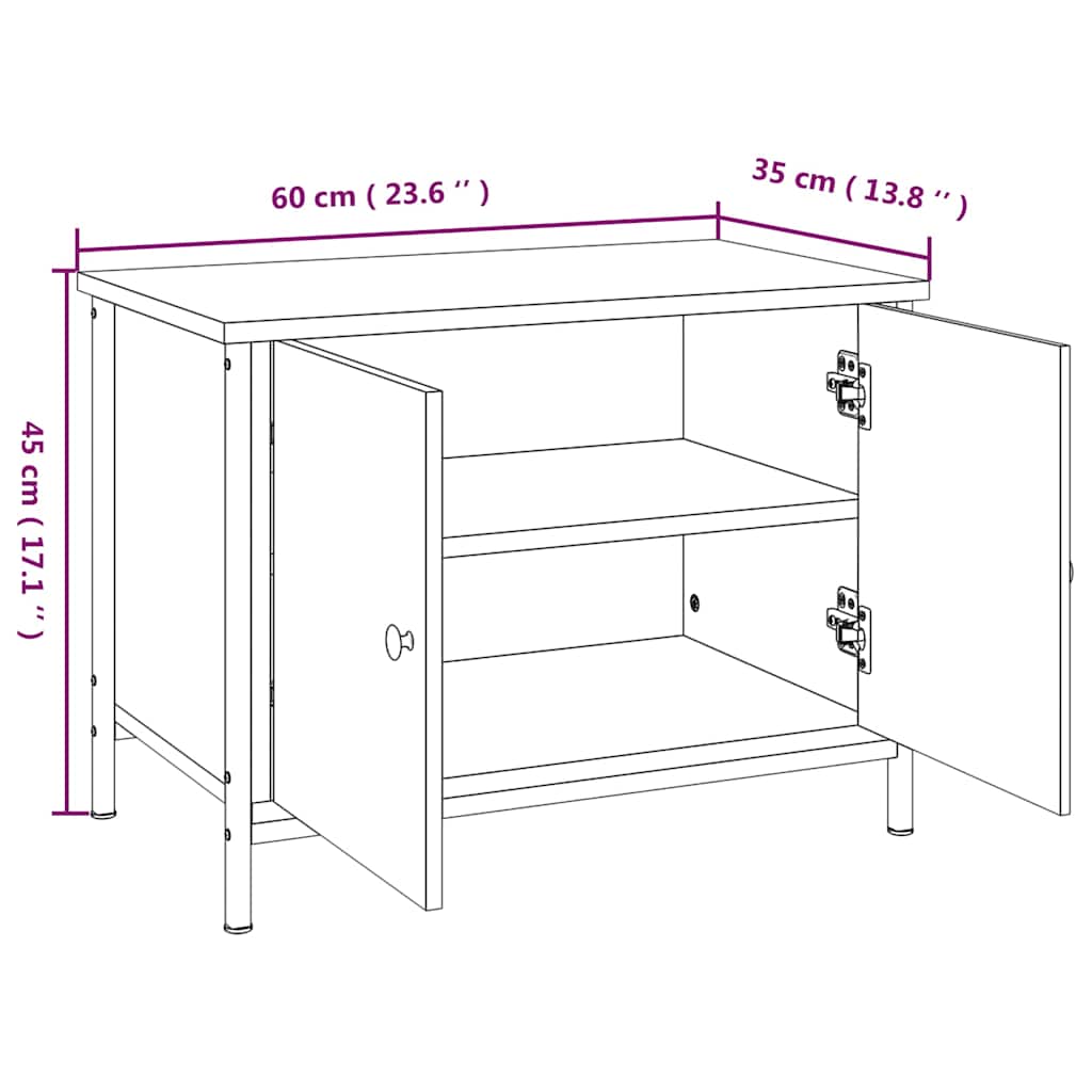 Mobile TV con Ante Grigio Sonoma 60x35x45 cm Legno Multistrato