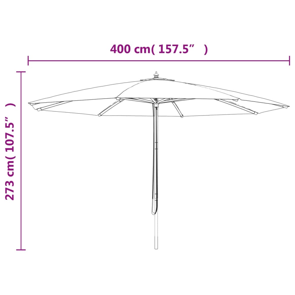 Ombrellone da Giardino con Palo in Legno Sabbia 400x273 cm | homemem39