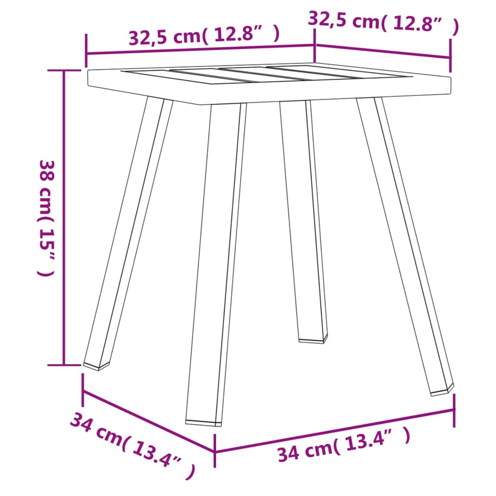 Tavolo da Giardino Antracite 34x34x38 cm Acciaio | homemem39