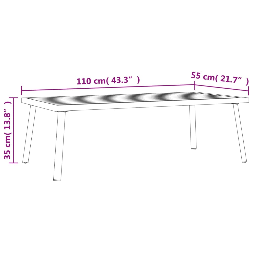 Tavolino da Giardino Antracite 110x55x35 cm Acciaio | homemem39