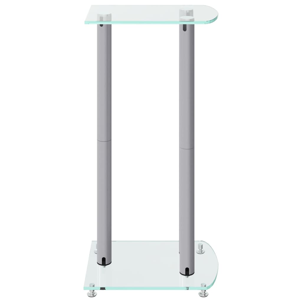 Pedane Casse 2pz Argento Vetro Temperato Design a 3 Pilastri - homemem39