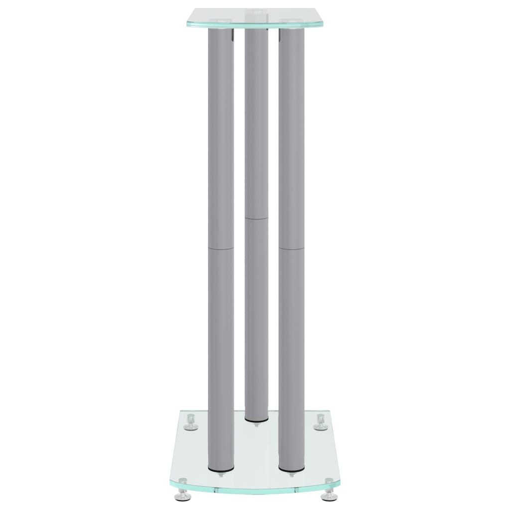 Pedane Casse 2pz Argento Vetro Temperato Design a 3 Pilastri - homemem39