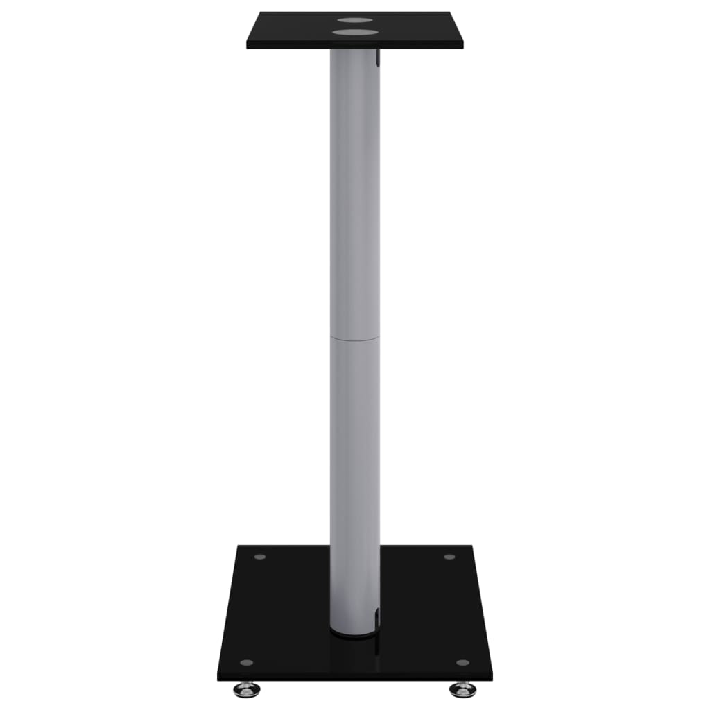 Pedane Casse 2pz Nero Argento Vetro Temperato Design 2 Pilastri - homemem39
