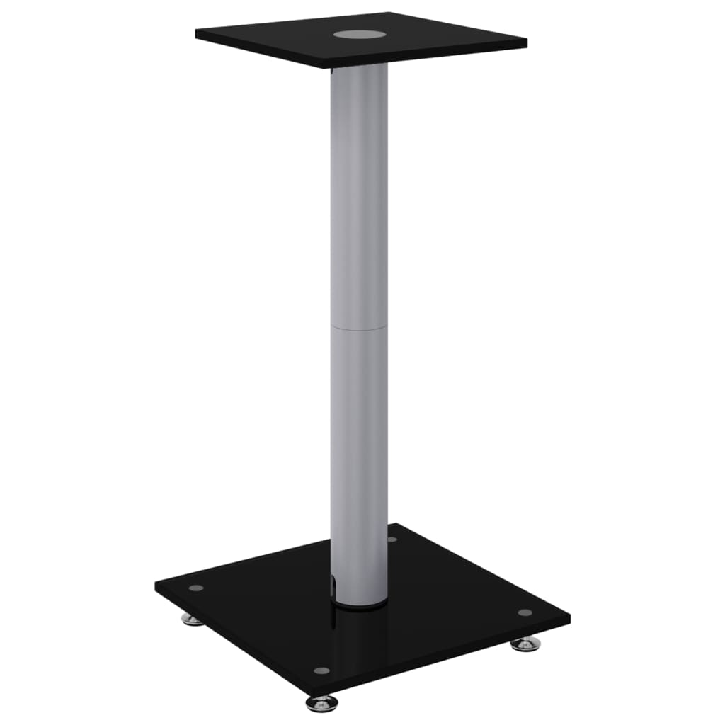 Pedane Casse 2pz Nero Argento Vetro Temperato Design 1 Pilastro - homemem39