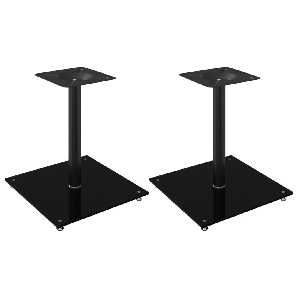 Pedane per Casse 2pz Nero Vetro Temperato Design a 1 Pilastro - homemem39