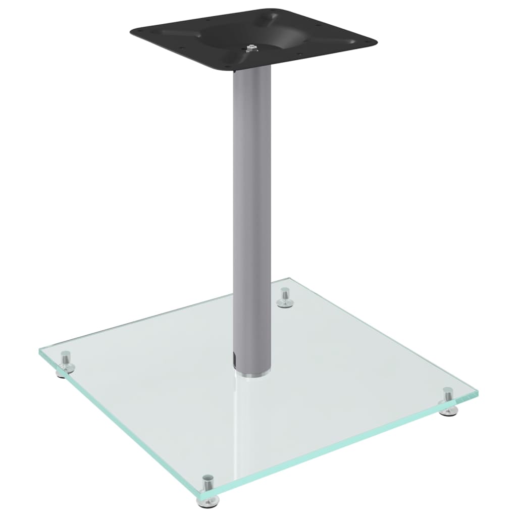 Pedane Casse 2pz Argento Vetro Temperato Design a 1 Pilastro - homemem39